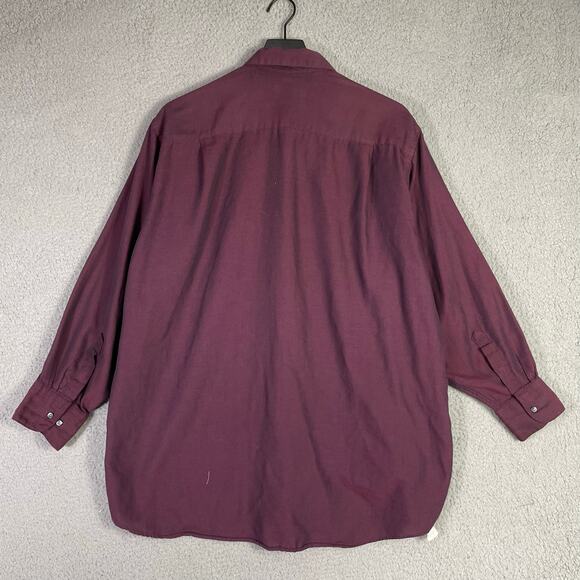CEZANI Mens‎ 17 32/33 Maroon Long Sleeve Button Shirt Costa Rica Dress Work - Picture 2 of 7